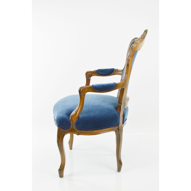 French Chair in New Blue Velvet Upholstery Chairish