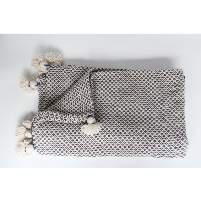 Gray Diamond Moroccan Pompom Blanket Chairish