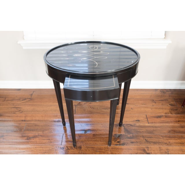 Black & Gold Calligraphy Side Table Chairish