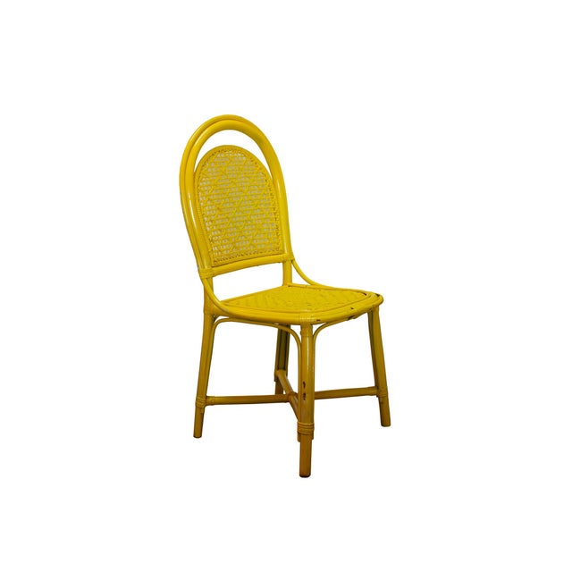Vintage Yellow Rattan Cafe Chairs - A Pair | Chairish