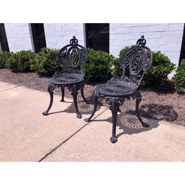 Antique Adams Navillus Cast Iron Garden Chairs - Set of 2 ...