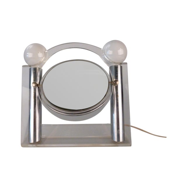 Vintage Chrome and Lucite Vanity Mirror With Light Chairish
