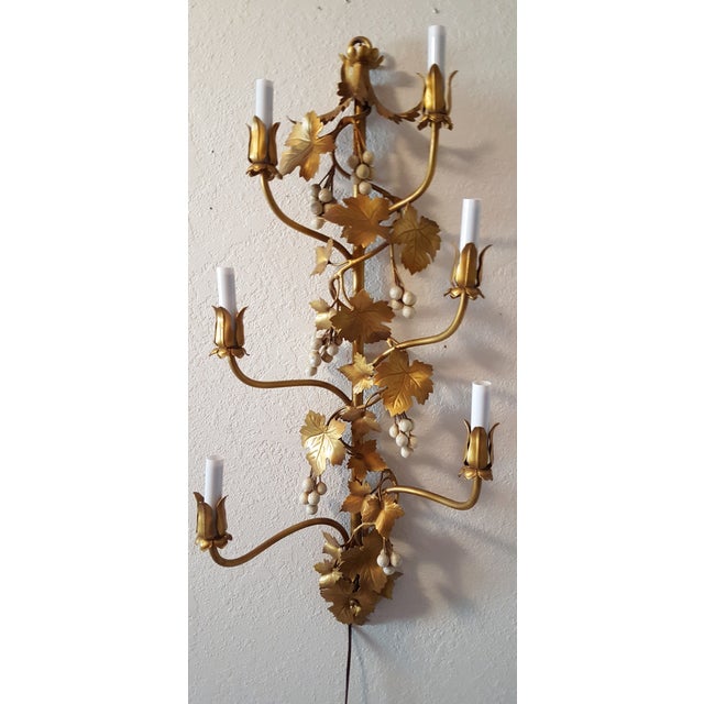 1960s Gilt Tole Grape Cluster Wall Sconce Chairish