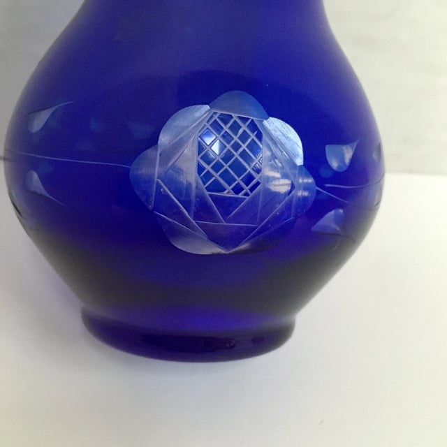 Antique Cobalt Blue Etched Glass Sugar Shaker Chairish