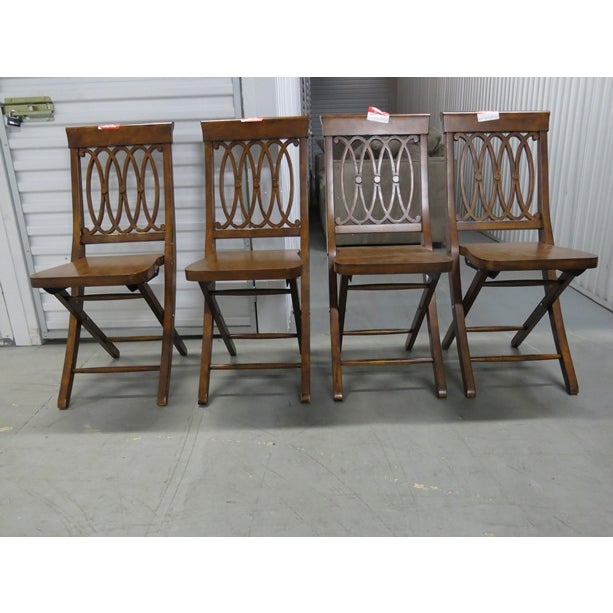 French Moderne Solid Wood Folding Chairs 4 Chairish