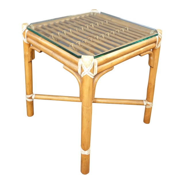 McGuire Bamboo & Glass End Table | Chairish