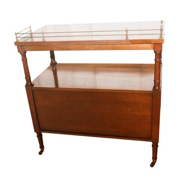 Kittinger Mahogany Rolling Buffet bar Server Cart with Brass Gallery