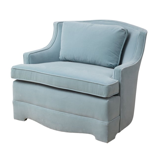 Aqua Blue Velvet Chairs A Pair Chairish