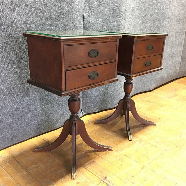 Antique Two Drawer Pedestal End Tables Chairish