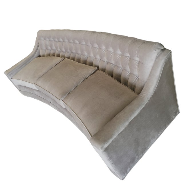 Dove Grey Vintage Regency Tufted Velvet Sofa Chairish