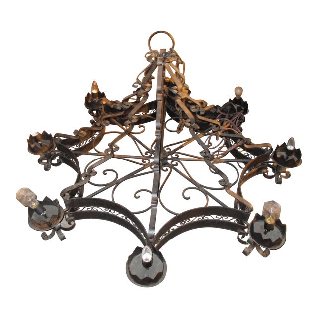 Large Vintage Rustic Spanish Style Metal Chandelier Light ...
