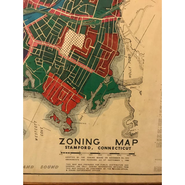 Vintage Stamford Connecticut Framed Zoning Map Chairish