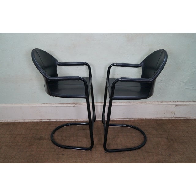 Italian High Grade Black Leather Counter Stools Set of 4 Chairish