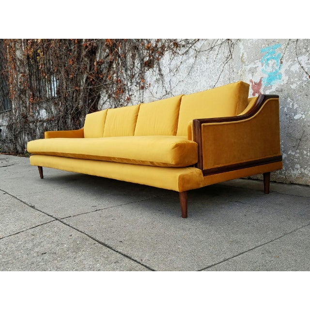 Mid-Century Vintage Gold Velvet Sofa | Chairish