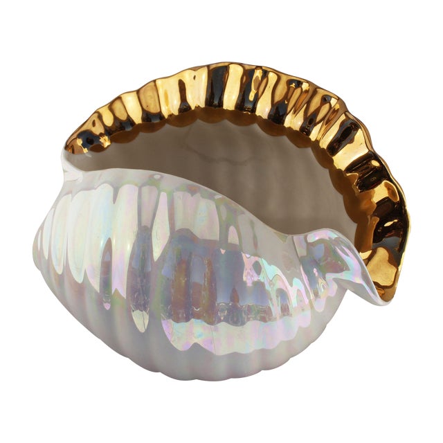 Gilded Iridescent Ceramic Shell Candy Dish Chairish