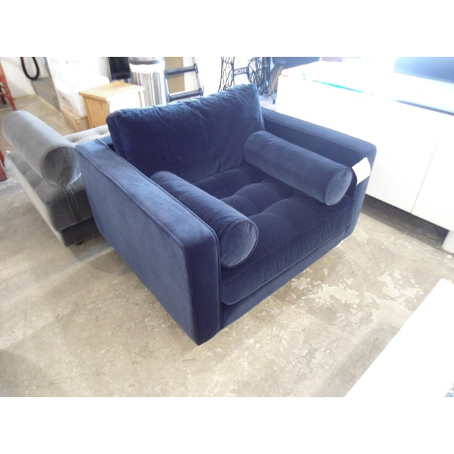 Navy Blue Velvet Armchair | Chairish