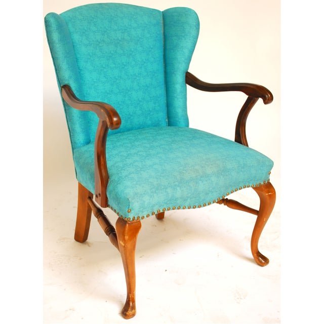 Vintage Blue Wingback Arm Chair Chairish