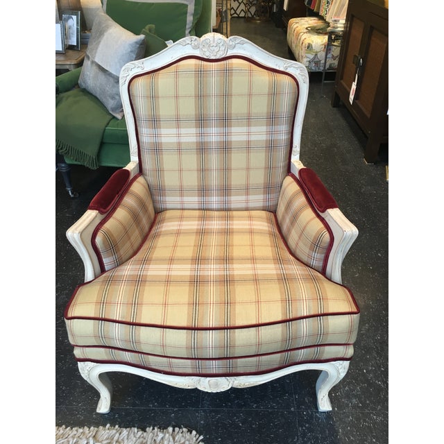 Plaid French Heritage Arm Chairs A Pair Chairish