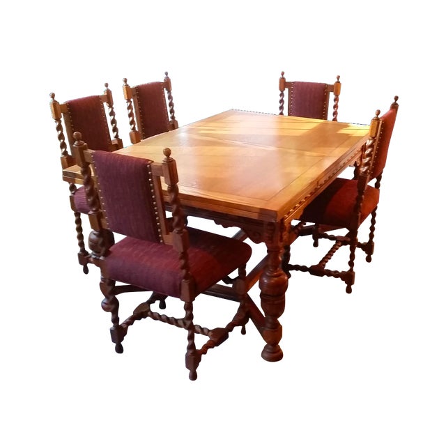 Antique Jacobean Revival Style Dining Set Chairish
