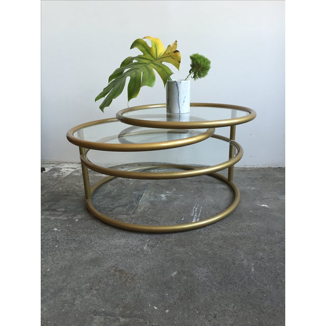 Milo Baughman Style Swivel Tiered Coffee Table Chairish