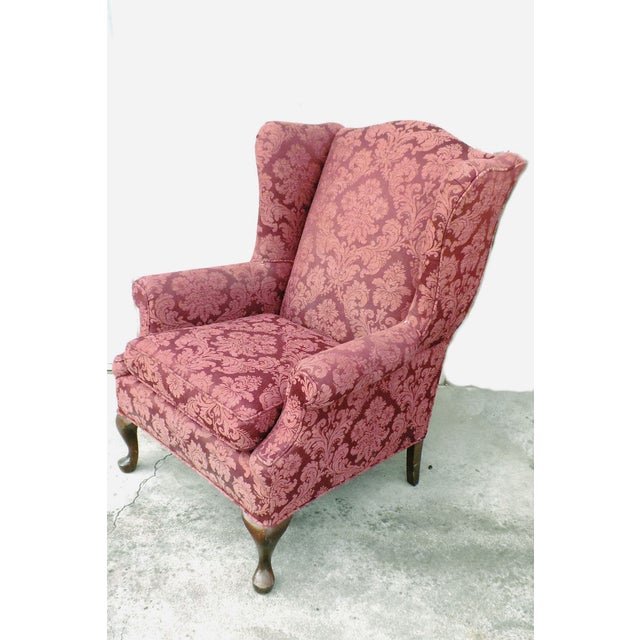 Hollywood Regency Damask Brocade Wingback Chair Chairish