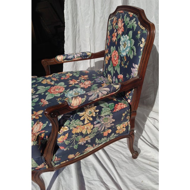 Navy Chintz Bergere Chairs A Pair Chairish