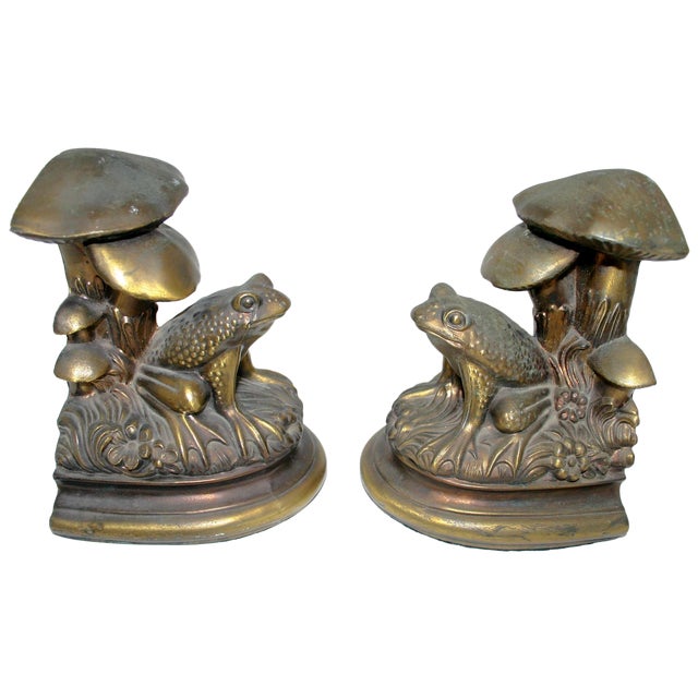 Brass Frog & Mushroom Bookends A Pair Chairish