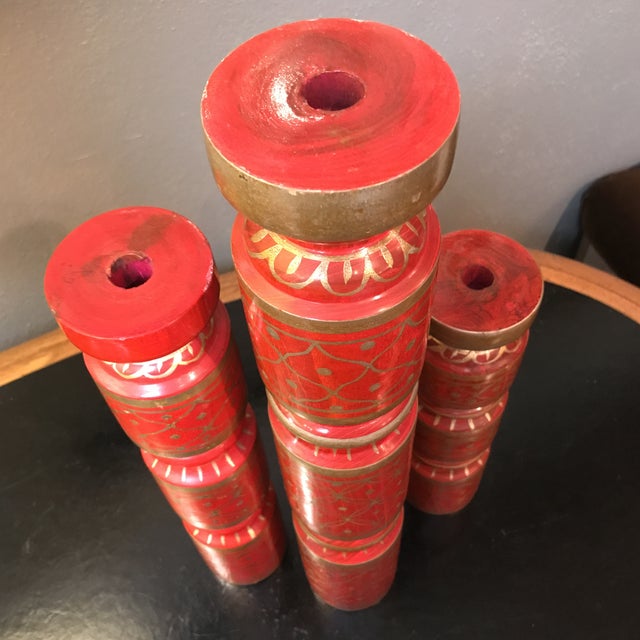 Red and Gold Candlesticks Set of 3 Chairish