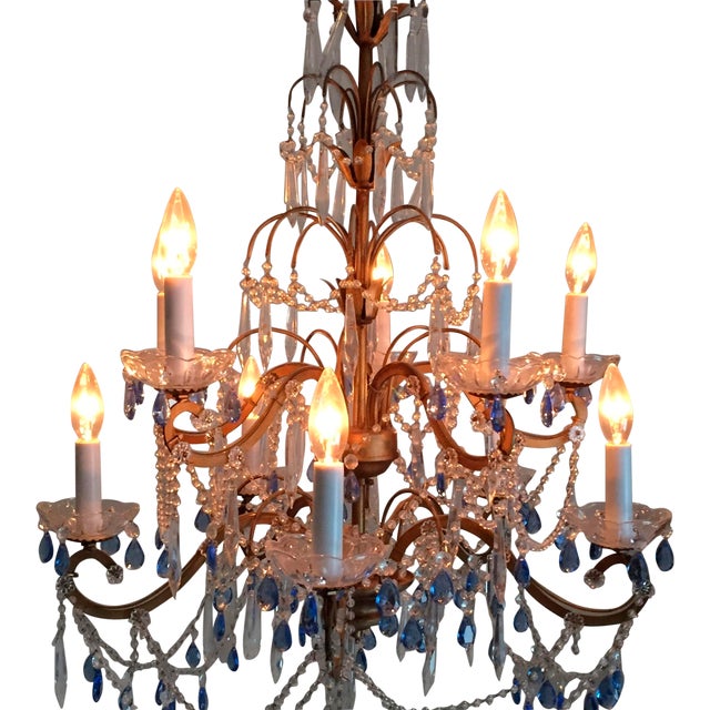 Crystal EightLight Antique Brass Chandelier Chairish