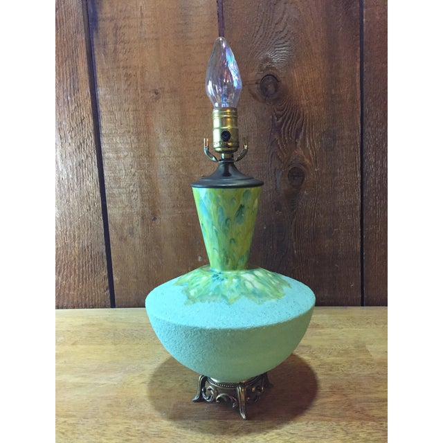 MidCentury Modern Drip Glaze Green Lamp Chairish