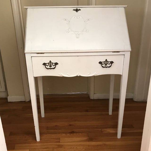 Distressed White Secretary Desk Chairish