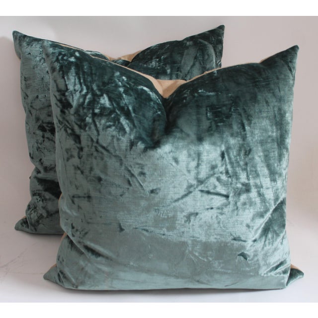 Contemporary Emerald Green Velvet Pillows A Pair Chairish
