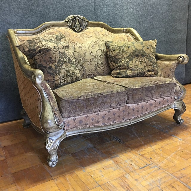 Carved Wooden Frame Loveseat Chairish