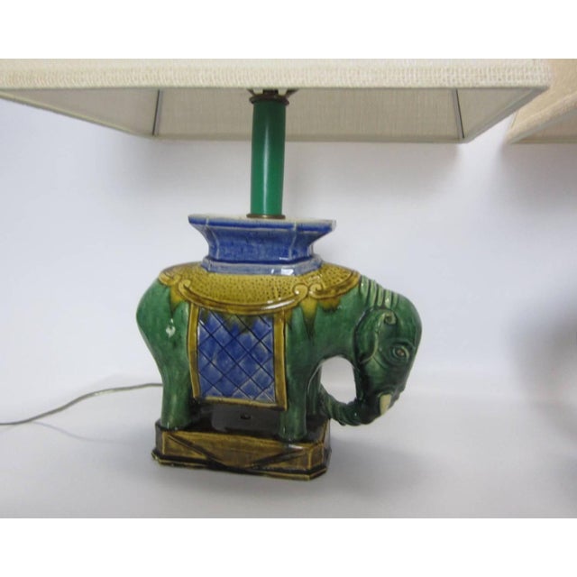 Glazed Ceramic Elephant Lamps Pair Chairish