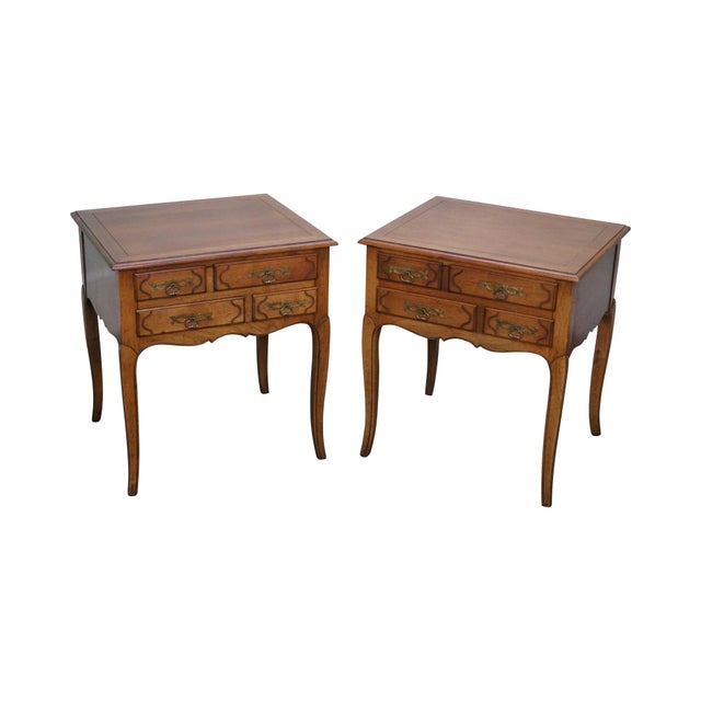 Baker Milling Road Walnut French Country Nightstands Pair Chairish