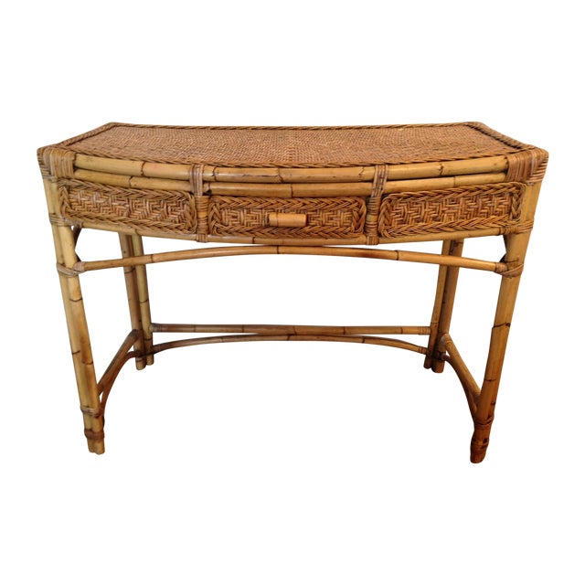 Vintage Rattan Desk With Drawer Chairish