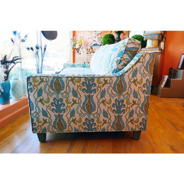 Blue & Green Upholstered Sofa | Chairish