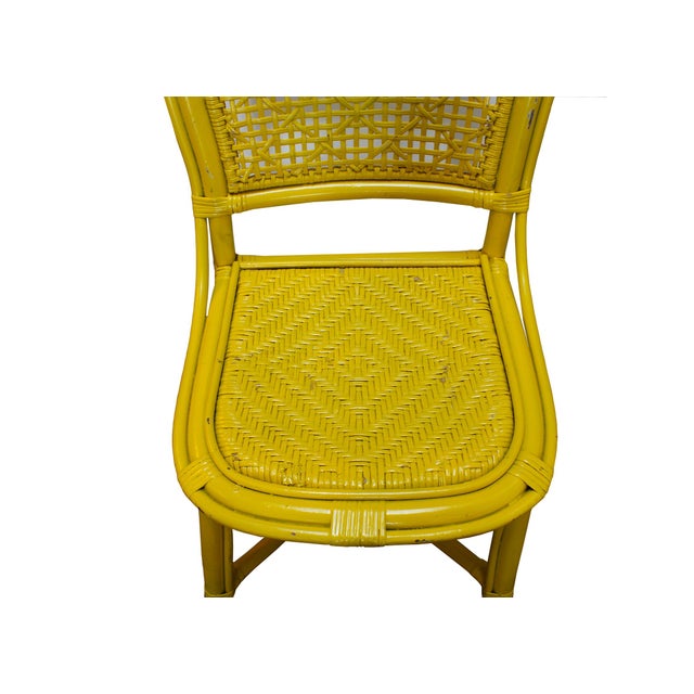 Vintage Yellow Rattan Cafe Chairs A Pair Chairish
