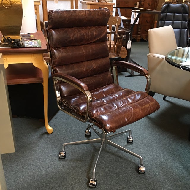 Restoration Hardware Oviedo Cocoa Leather Office Chair Chairish