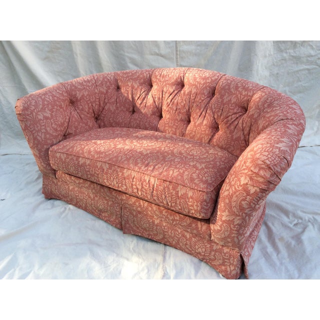 Tufted Rose Linen Loveseat Chairish