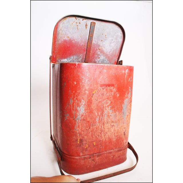 Vintage Industrial Red Metal Trash Can with Flip Top Lid Chairish