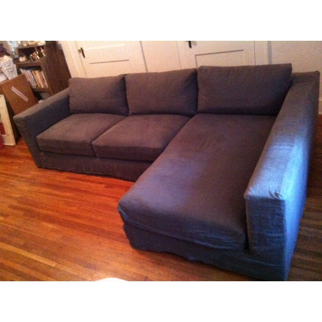 Brownstone Gray Linen Slipcovered Sectional Sofa Chairish