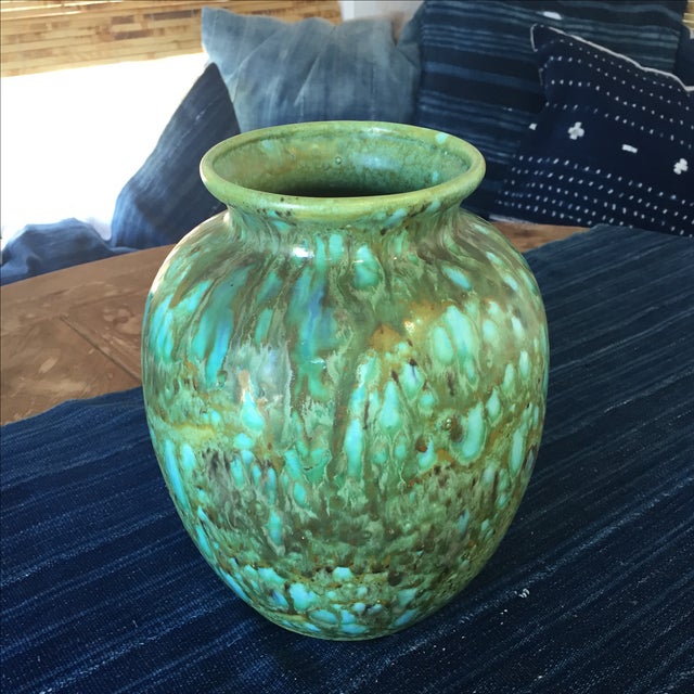 Vintage 1970 Handmade Green Glaze Pottery Vase Chairish