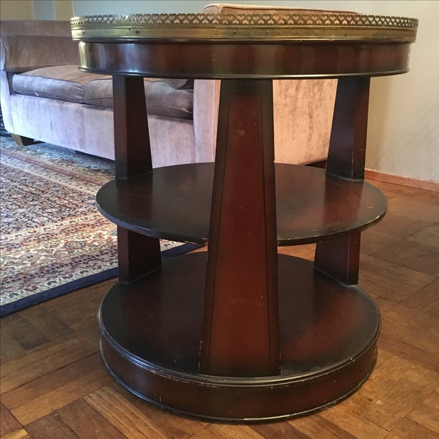 Round Wood Marble-Top Side Table | Chairish