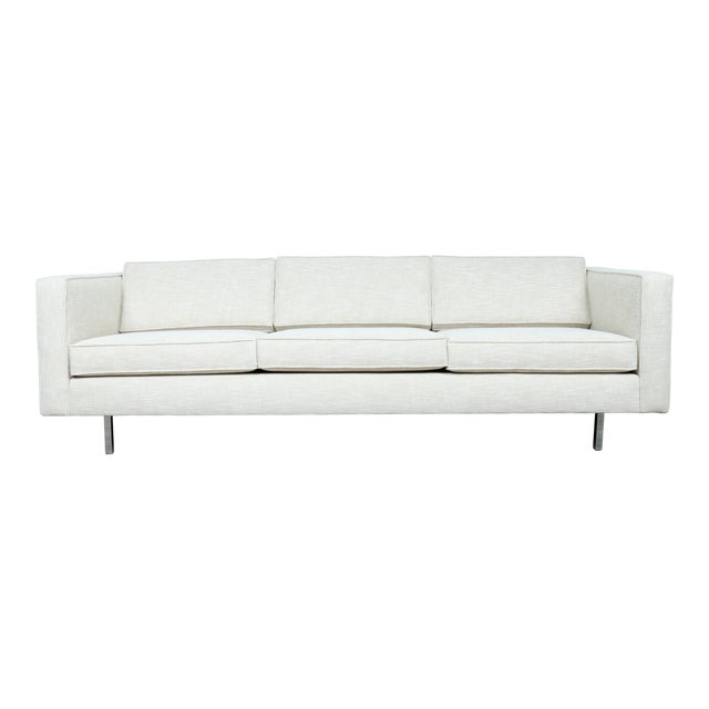White MidCentury Sofa With Chrome Legs Chairish