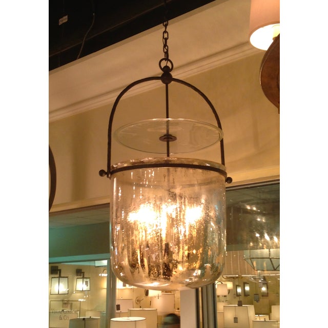Visual Comfort Lorford Smoke Bell Lantern in Aged Iron with Mercury