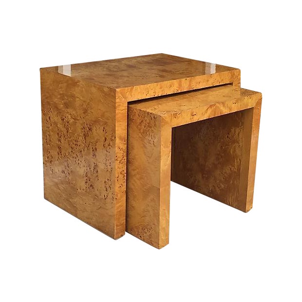 Burlwood Veneer Nesting Tables A Pair Chairish