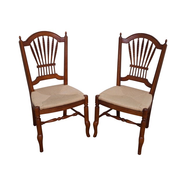 Ethan Allen French Country Rush Seat Chairs Pair Chairish