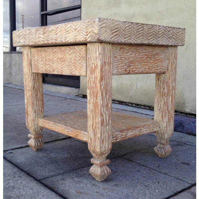 Carved and Bleached Wood Side Tables Pair Chairish