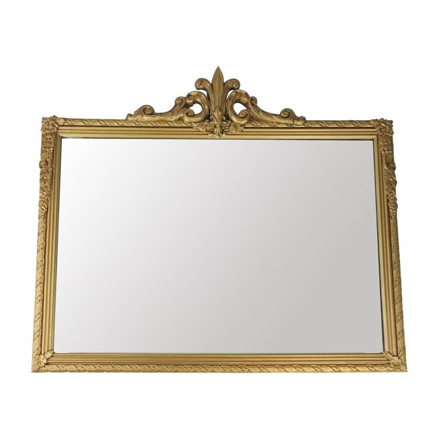 Antique Wood Gold Gilt Rectangular Mantel Mirror | Chairish